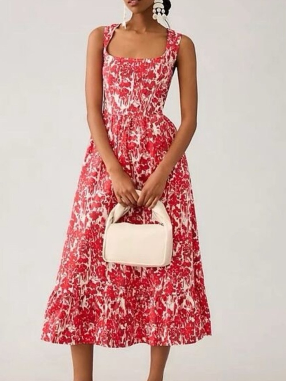 Anthropologie Aureta Studio Square-Neck Corset A-Line Dress NWOT XS
